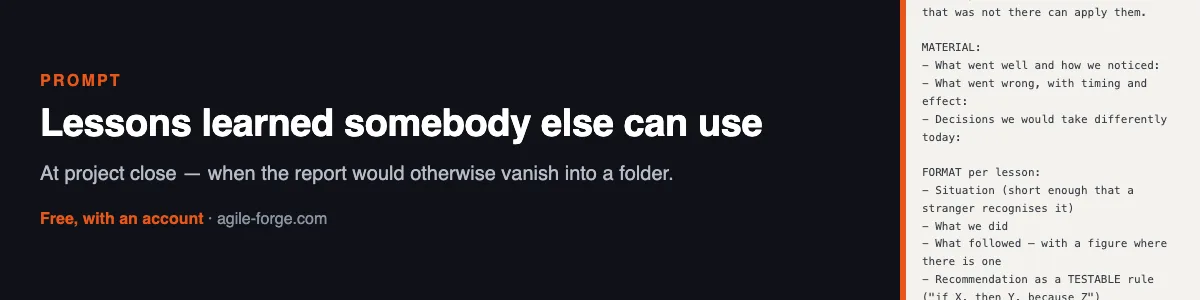 Lessons learned somebody else can use — Preview of the resource