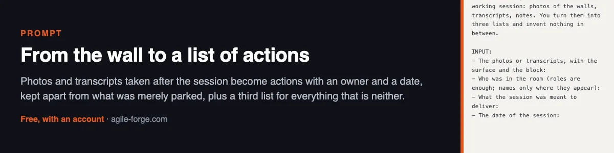 From the wall to a list of actions — Preview of the resource